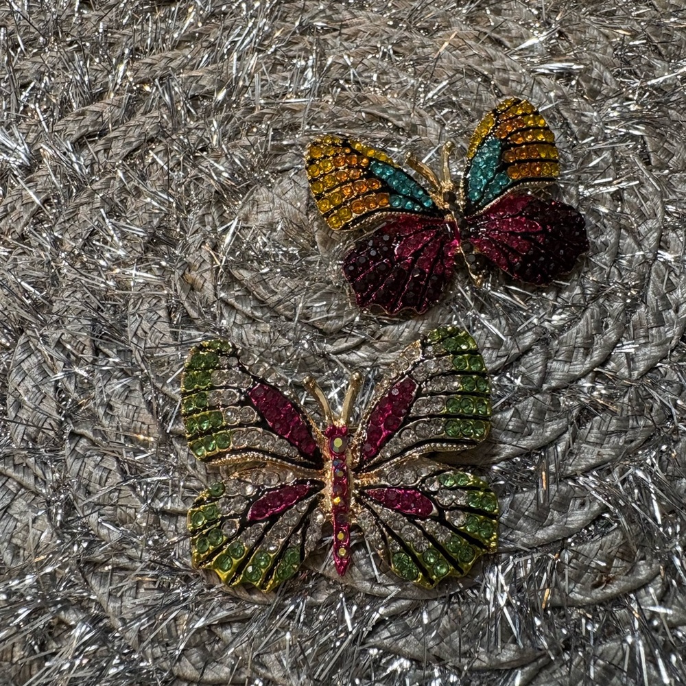 Elegant Multicolor Butterfly Brooch Set